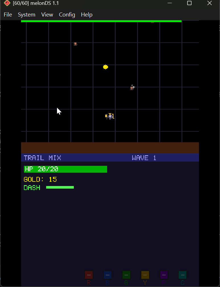 Early wave gameplay: the player dodges enemies in a top-down arena while companions shoot.